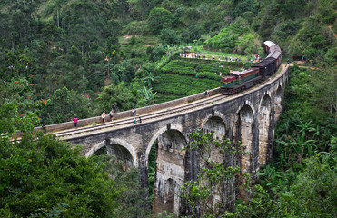 The local train acrossing the Nine Arches Demodara Bridge.
