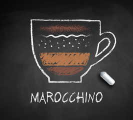 Vector chalked sketch of Marocchino coffee