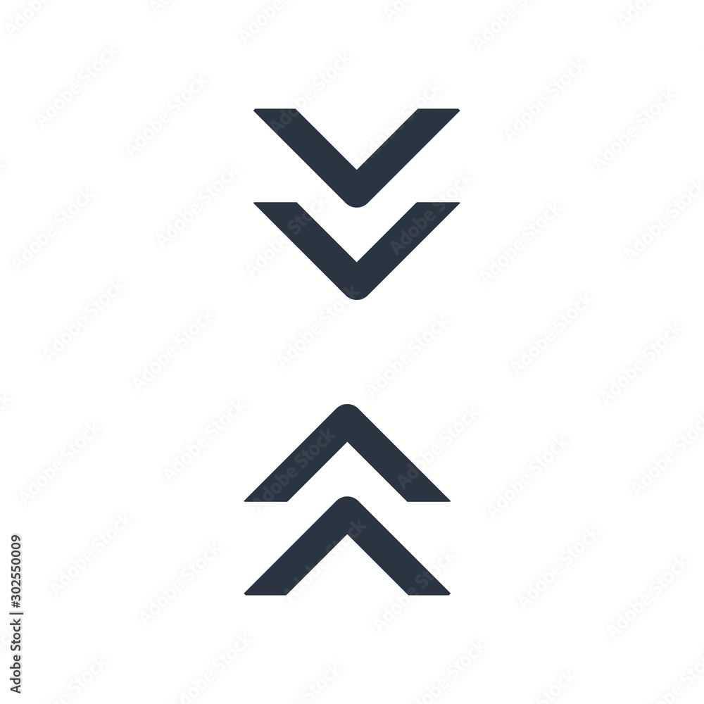 Poster double chevron arrows directed vertically towards each other. stock vector illustration isolated on 