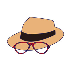 hat and sunglasses icon, flat design