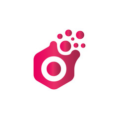 Fototapeta na wymiar O dots logo design template. Hexagon O icon. O Letter Logo Vector.