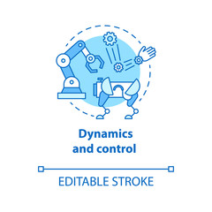 Dynamics and control blue concept icon. Robotics motion system idea thin line illustration. Information technologies and innovative programming. Vector isolated outline drawing. Editable stroke
