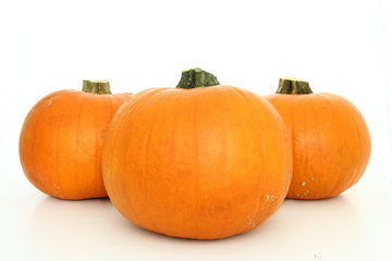 Fresh vegetables - orange pumpkins on white background - healthy food