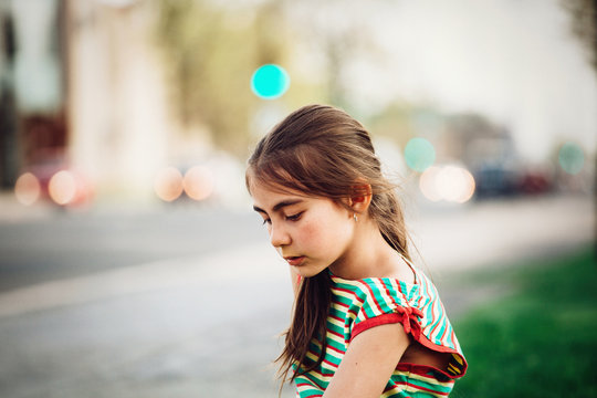 Thoughtful young girl portrait