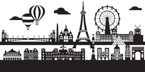 Obraz premium Paris City Skyline vector 5