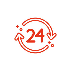 Isolated 24 hours and help icon line design