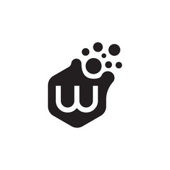 W dots logo design template. Hexagon W icon. W Letter Logo Vector.