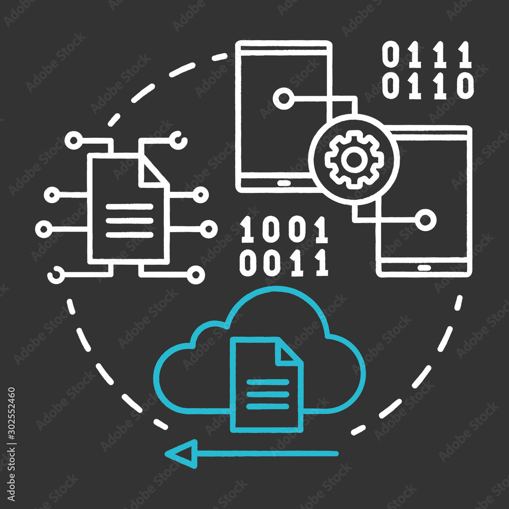 Poster comparison testing chalk concept icon. software development stage idea thin line illustration. verif
