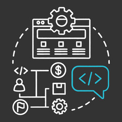 Smoke testing chalk concept icon. Software development stage idea thin line illustration. Build verification testing. Application programming. IT project idea. Vector isolated chalkboard illustration