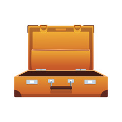 opened travel suitcase icon, flat design