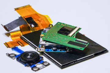 digital camera replacement parts, display, control cursor, chips, and connection cables