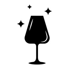 Fototapeta premium Port wine empty glass glyph icon. Crystal glassware shapes and types. Glass for dessert wine and other drinks. Alcohol drinking. Silhouette symbol. Negative space. Vector isolated illustration
