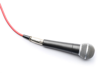 Modern microphone on white background