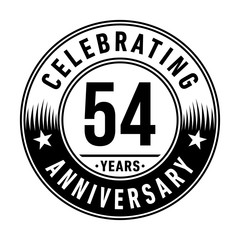 54 years anniversary celebration logo template. Vector and illustration.