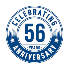 56 years anniversary celebration logo template. Vector and illustration.