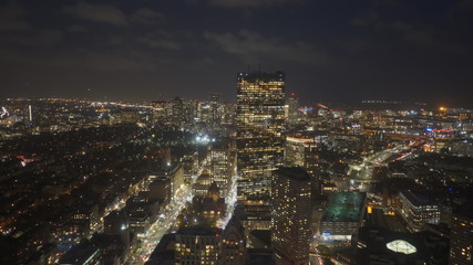 a night shot of boston from the prudential tower