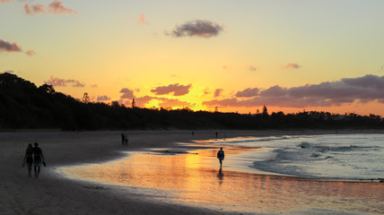 Naklejka na ściany i meble Reflection of Byron Bay beach at sunset time
