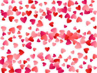 Red flying hearts bright love passion vector background.