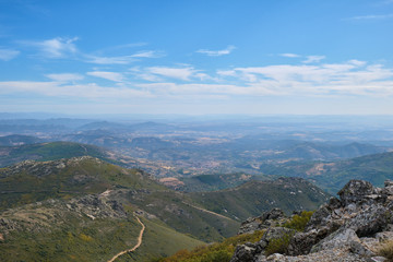 View from the peak of Las Villuercas, region of Extremadura, highest point in the region, next to the town of Guadalupe