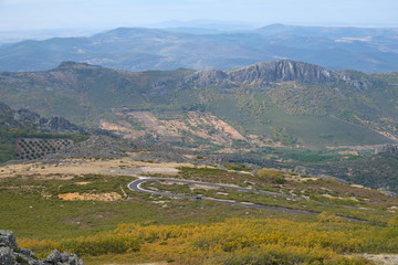 Fototapeta na wymiar View from the peak of Las Villuercas, region of Extremadura, highest point in the region, next to the town of Guadalupe