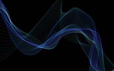 Dark abstract background with a glowing abstract waves