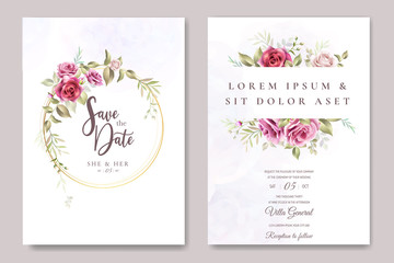 Fototapeta na wymiar wedding invitation design with watercolor roses