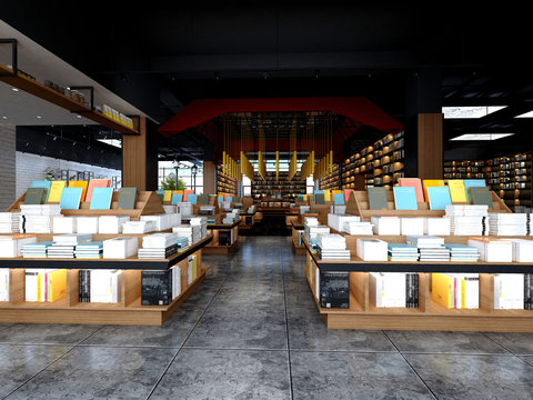 3d render of book store interior