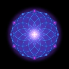 Sacred geometry, violet background. Vector design.