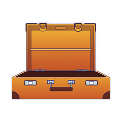 opened travel suitcase icon, flat design