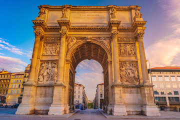 Fototapeta na wymiar Porte Royale - triumphal arch in Marseille, France.