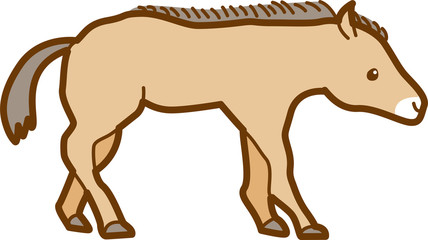 馬　野生　コミカル　こども　可愛い　イラスト