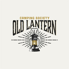Old lantern badge logo design inspiration for camping. Lantern logo design © prps.std