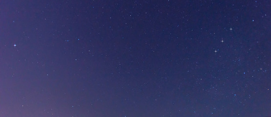 Panorama blue night sky milky way and star on dark background.Universe filled with stars, nebula and galaxy with noise and grain.Photo by long exposure and select white balance.selection focus.amazing