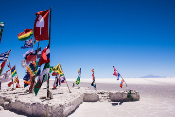 flags in the salt flats