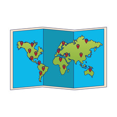 world map icon, flat design