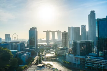 Foto op Plexiglas Beautiful architecture building exterior cityscape in Singapore city skyline © siraphol