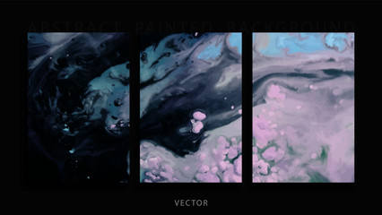 Set of abstract painted background, flyer, business card, brochure, poster, for printing. Trend vector. 