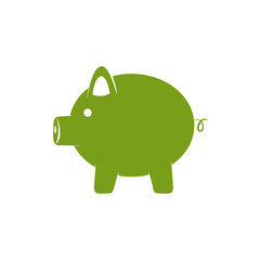 Isolated piggy icon green silhouette design