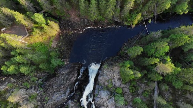 On the top view of waterfall in forest