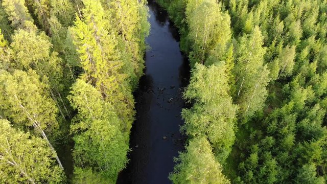 On the top view of a river