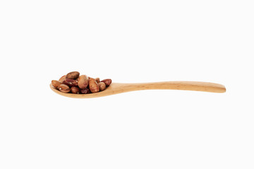 red kidney bean in spoon with white background