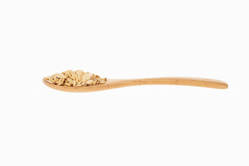 oatmeal in spoon with white background