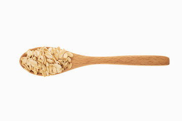 oatmeal in spoon with white background