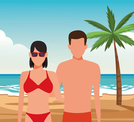 avatar couple wearing swimsuit at the beach