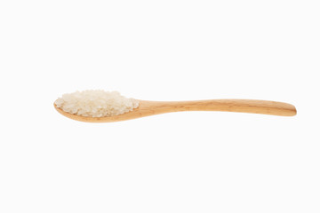 rice in spoon with white background