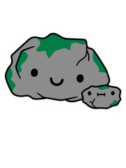 familie stein mama papa kind baby felsen steinchen kiesel süß niedlich augen gesicht mund moos lieb kind baby design glücklich überwachsen alt riss