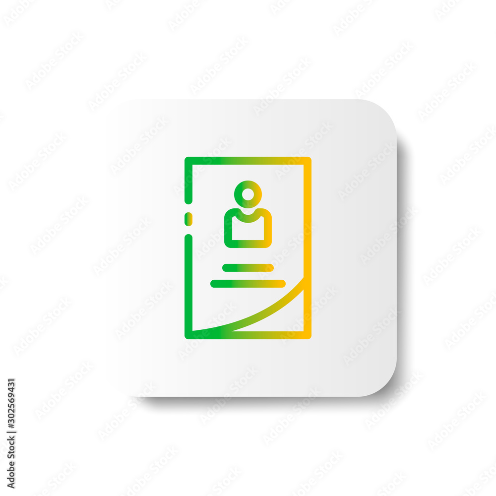Poster employee pass icon unconnected line in smooth gradient color