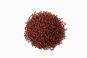 chinese red bean pile on white background