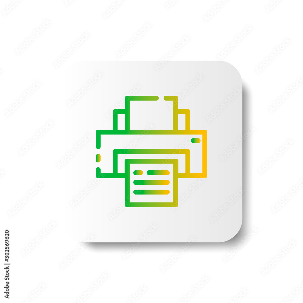 Poster printer icon unconnected line in smooth gradient color