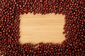 chinese red bean layout on wooden table
